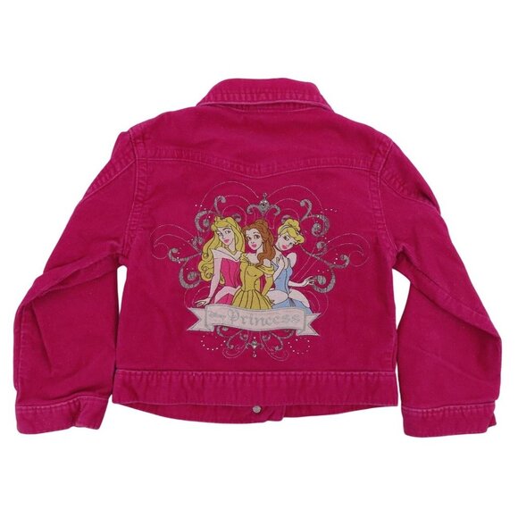 Disney Girls Extra Small XS 4 Pink Shimmer Embroidered Princess Corduroy Jacket - Picture 1 of 14